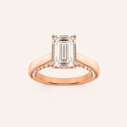 2.00CT Emerald Cut Lab Grown Diamond Side Stone Ring
