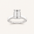 1.25 CT Emerald Cut Lab Grown Diamond Side Stone Ring
