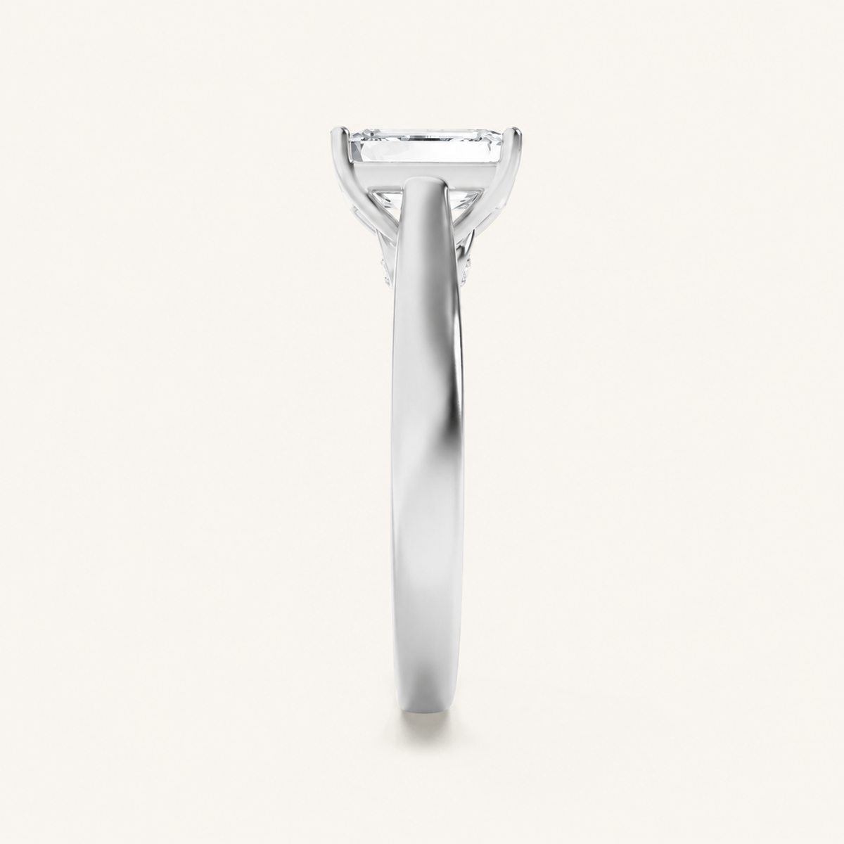 1.25 CT Emerald Cut Lab Grown Diamond Side Stone Ring