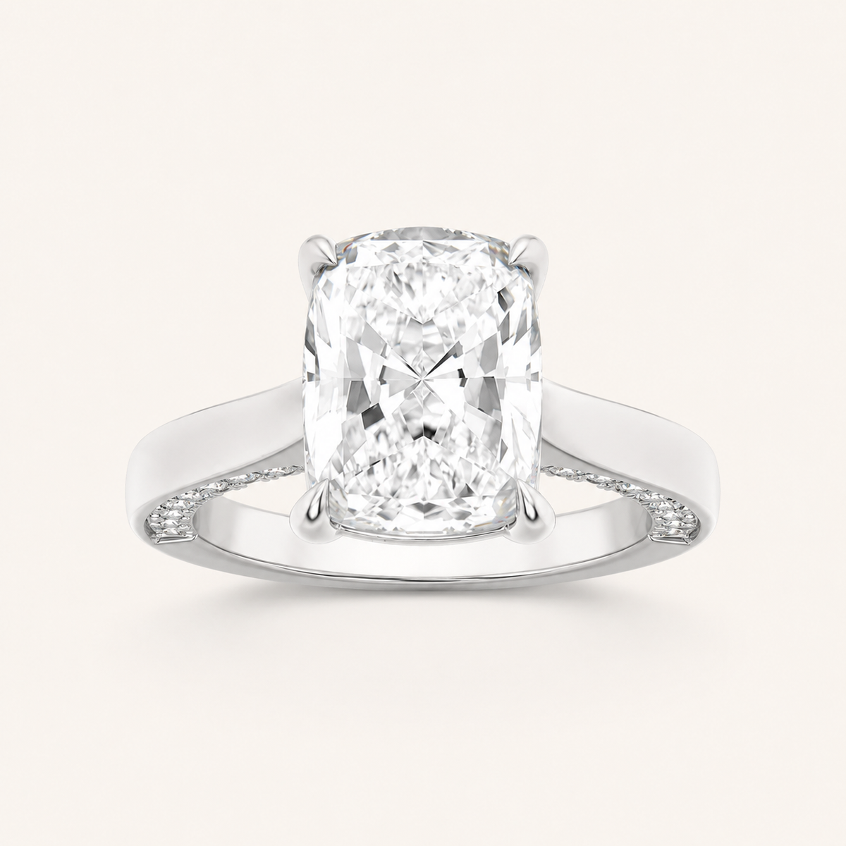 2.50 CT Elongated Cushion Cut Lab Grown Diamond Side Stone Ring