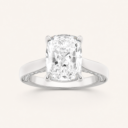 2.50 CT Elongated Cushion Cut Lab Grown Diamond Side Stone Ring