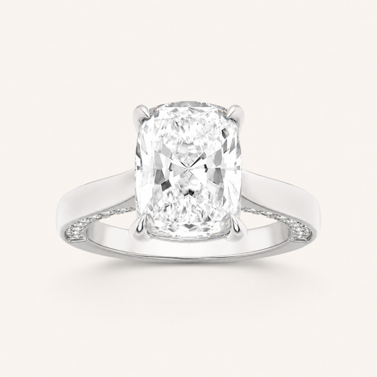 2.50 CT Elongated Cushion Cut Lab Grown Diamond Side Stone Ring