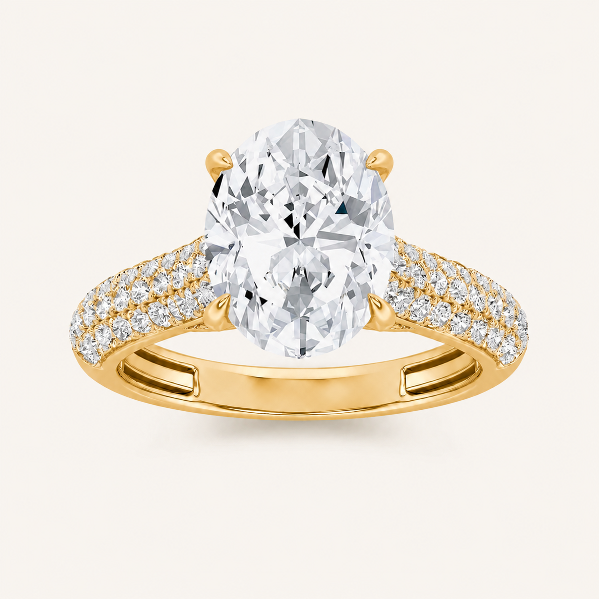 2.5CT Oval Cut Lab Grown Diamond Hidden Halo Side Stone Ring