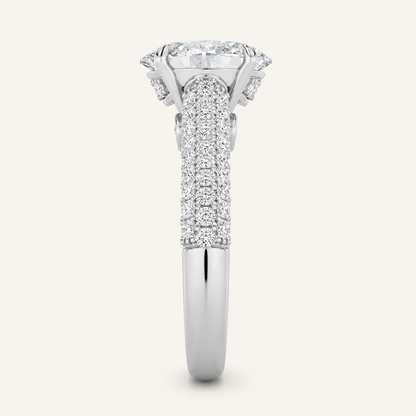 2.5CT Oval Cut Lab Grown Diamond Hidden Halo Side Stone Ring