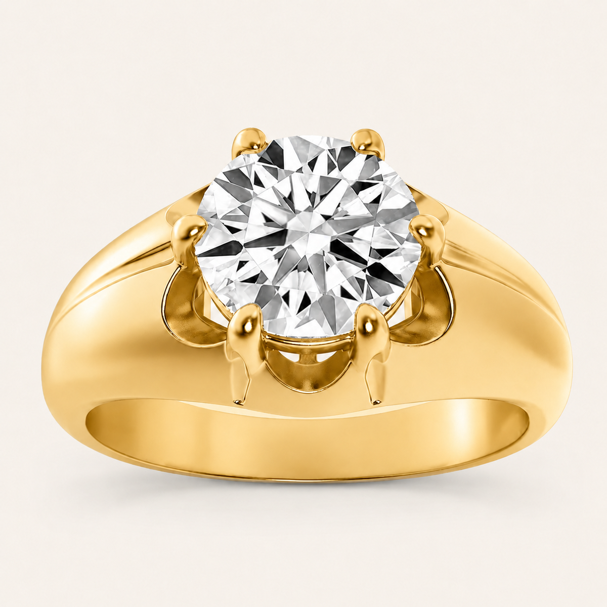 2CT Round Cut Lab Grown Diamond Solitaire Men's Ring
