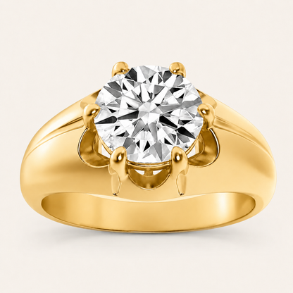 2CT Round Cut Lab Grown Diamond Solitaire Men's Ring