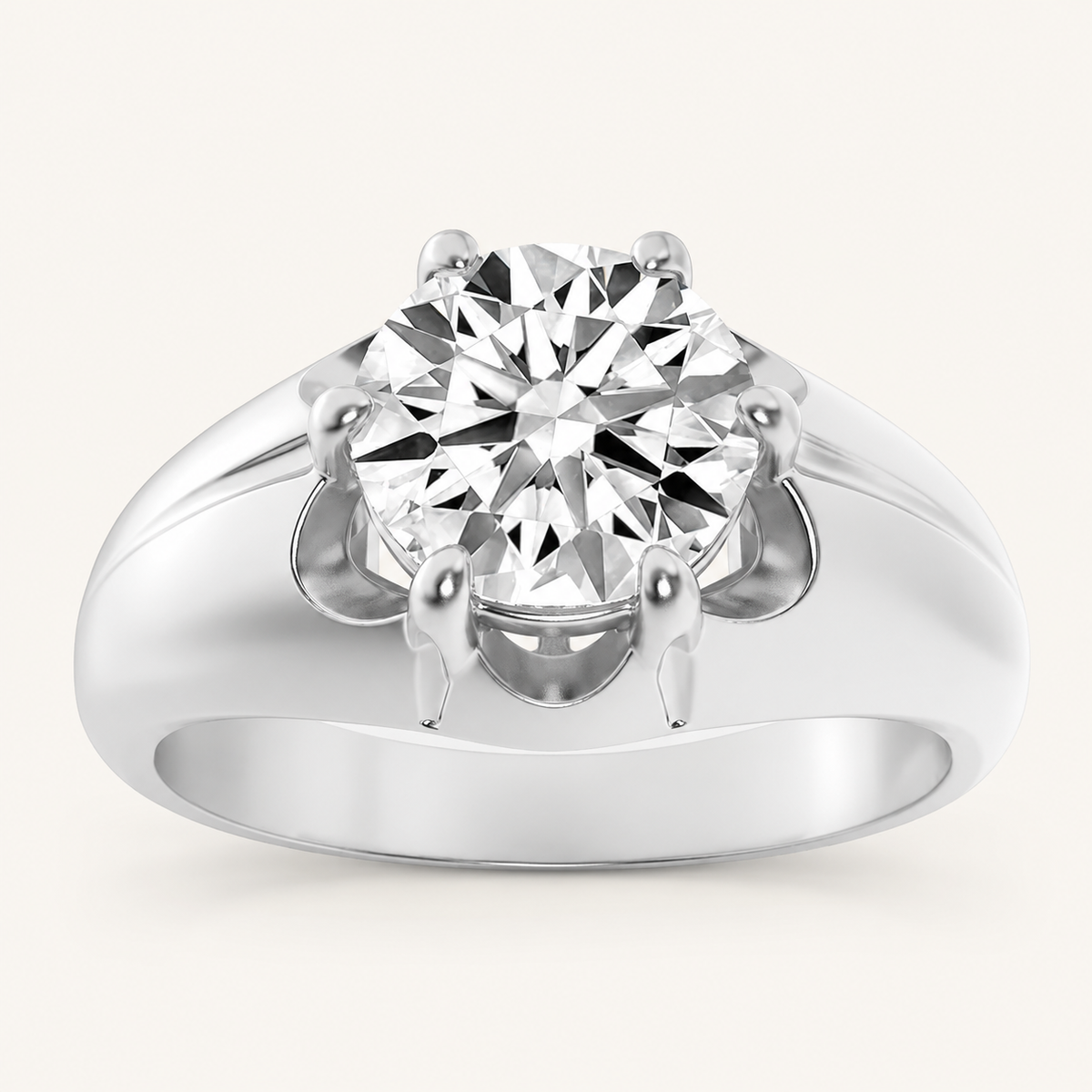 2CT Round Cut Lab Grown Diamond Solitaire Men's Ring