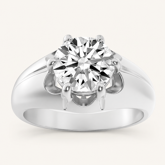 2CT Round Cut Lab Grown Diamond Solitaire Men's Ring