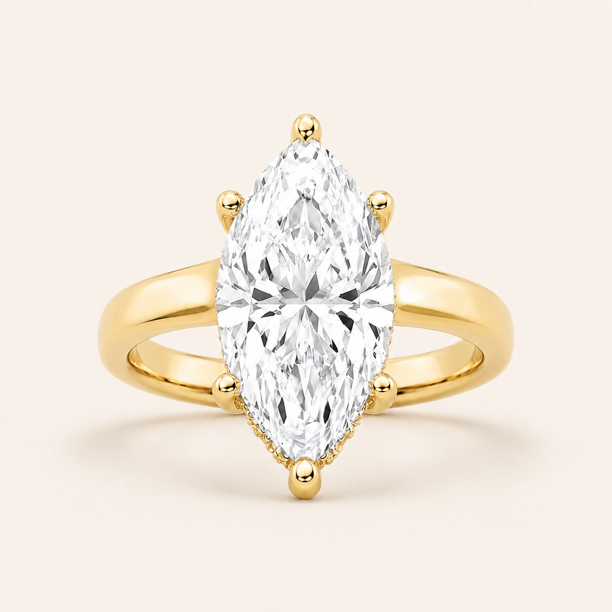 1.00 CT Marquise Cut Lab Grown Diamond Hidden Halo Ring