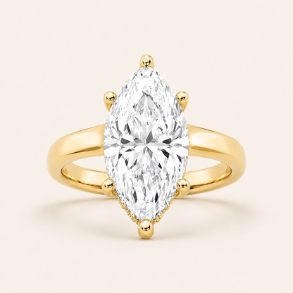 2.00 CT Marquise Cut Lab Grown Diamond Hidden Halo Ring
