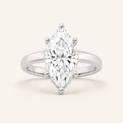 1.00 CT Marquise Cut Lab Grown Diamond Hidden Halo Ring