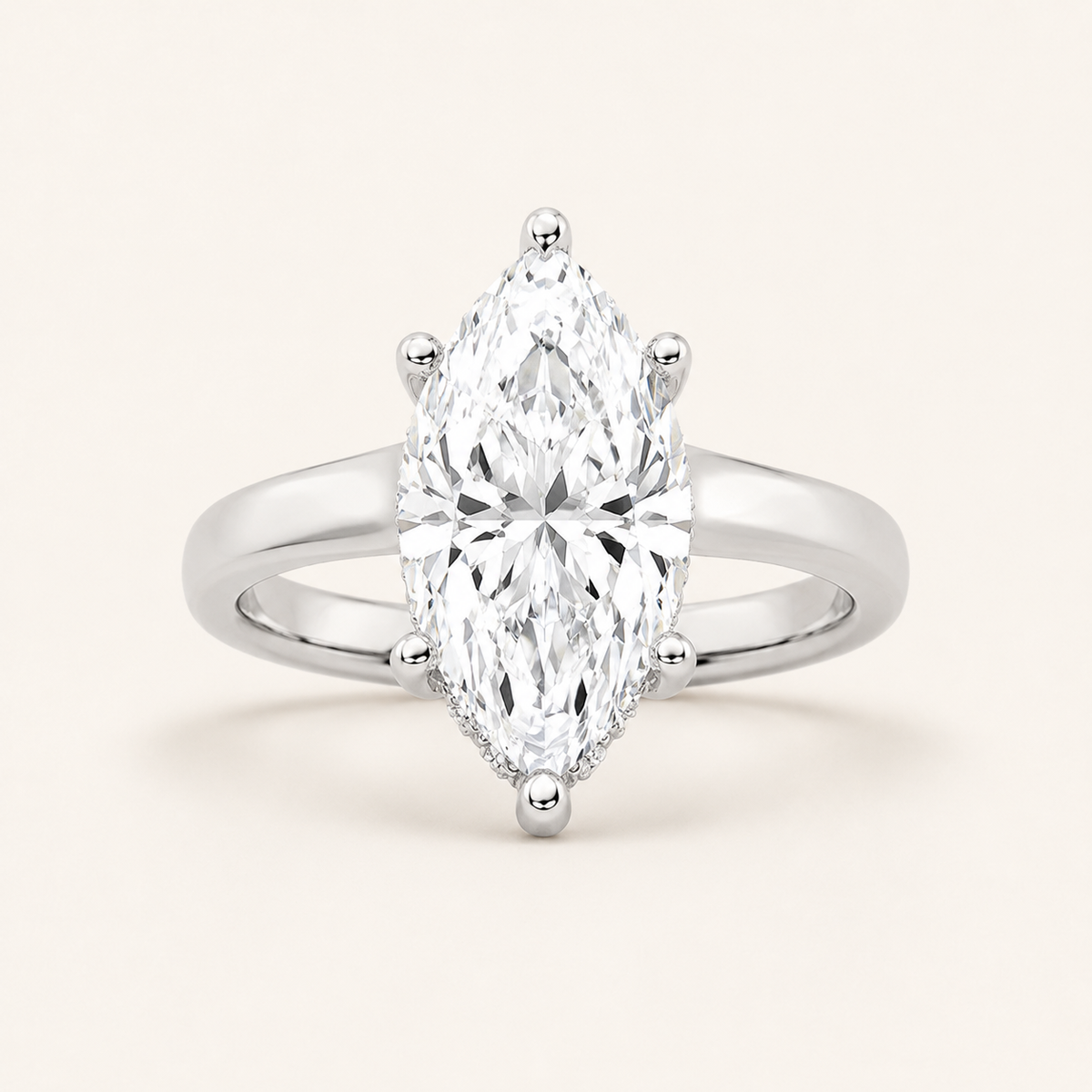 3.00 CT Marquise Cut Lab Grown Diamond Hidden Halo Ring