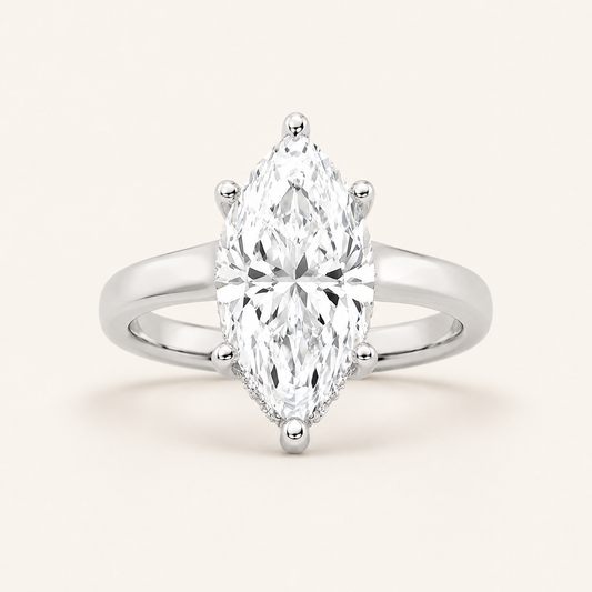 3.00 CT Marquise Cut Lab Grown Diamond Hidden Halo Ring