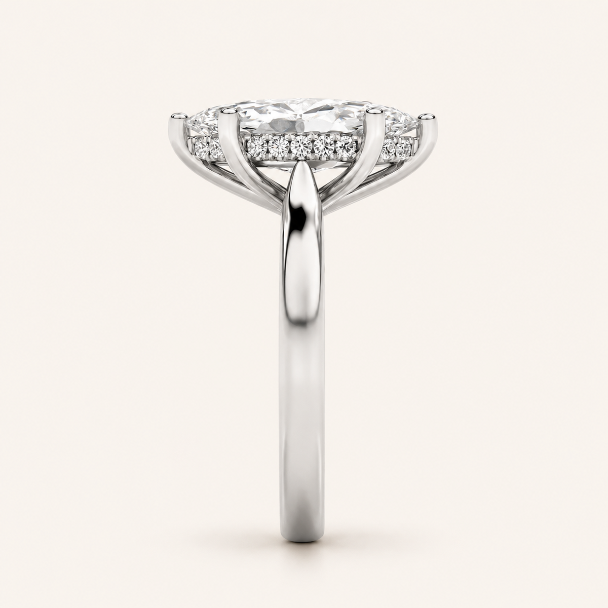 1.00 CT Marquise Cut Lab Grown Diamond Hidden Halo Ring