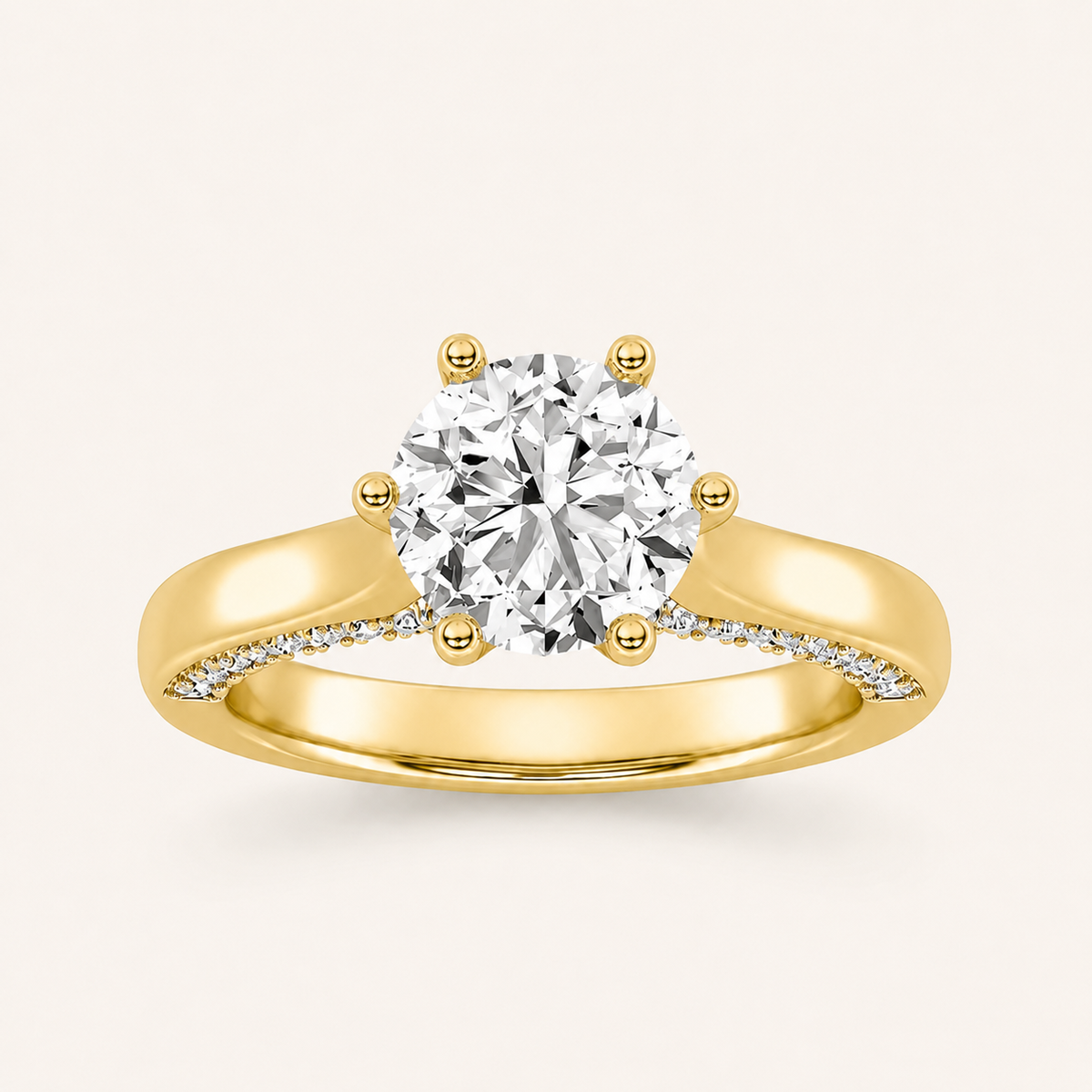 2.00 CT Round Cut Lab Grown Diamond Hidden Halo Side Stone Ring