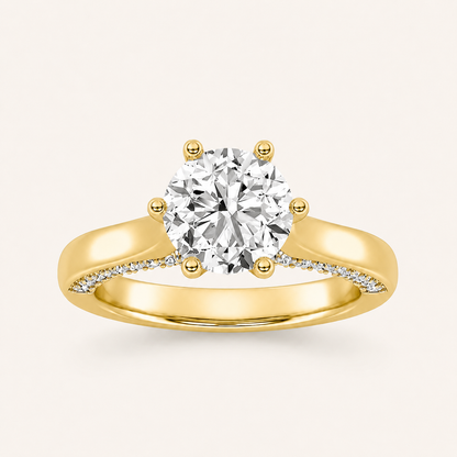 2.00 CT Round Cut Lab Grown Diamond Hidden Halo Side Stone Ring