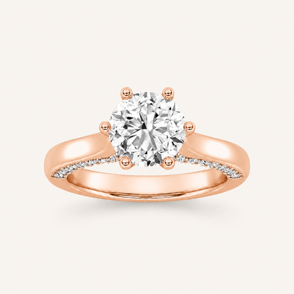 2.00 CT Round Cut Lab Grown Diamond Hidden Halo Side Stone Ring