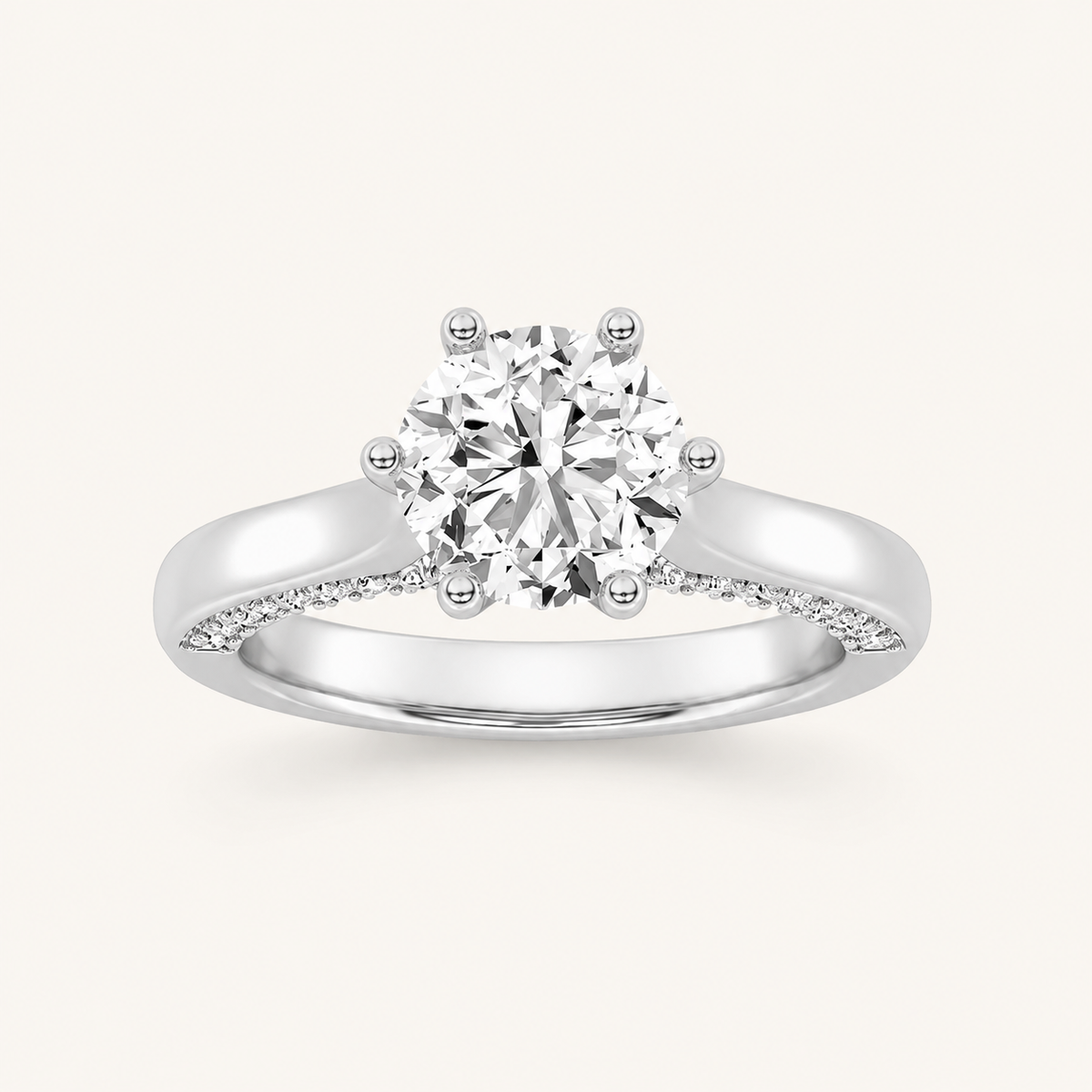 2.00 CT Round Cut Lab Grown Diamond Hidden Halo Side Stone Ring