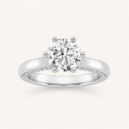2.00 CT Round Cut Lab Grown Diamond Hidden Halo Side Stone Ring