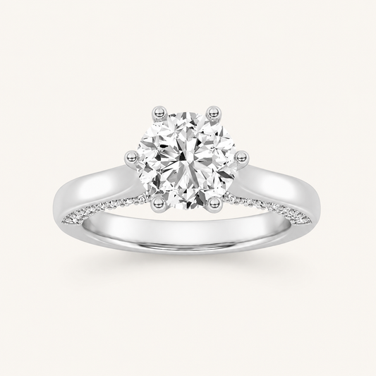 2.00 CT Round Cut Lab Grown Diamond Hidden Halo Side Stone Ring