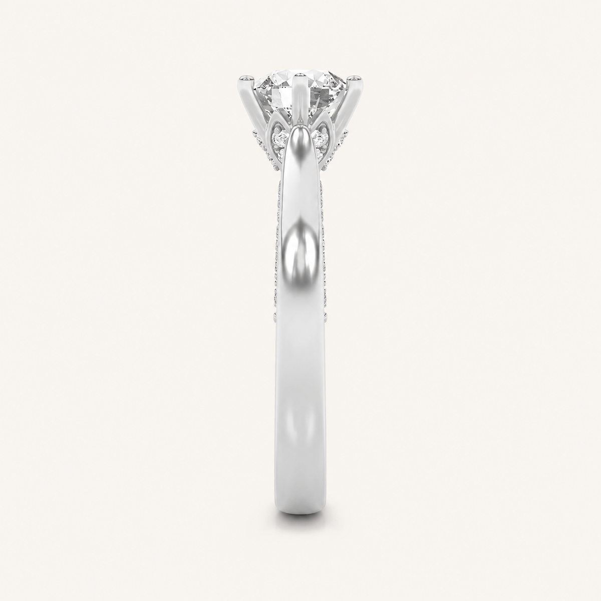 2.00 CT Round Cut Lab Grown Diamond Hidden Halo Side Stone Ring