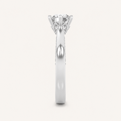 2.00 CT Round Cut Lab Grown Diamond Hidden Halo Side Stone Ring