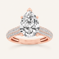 1.5CT Pear Cut Lab Grown Diamond Hidden Halo Side Stone Ring