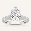 2.5CT Pear Cut Lab Grown Diamond Hidden Halo Side Stone Ring