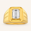 2CT Emerald Cut Lab Grown Diamond Solitaire Men's Ring