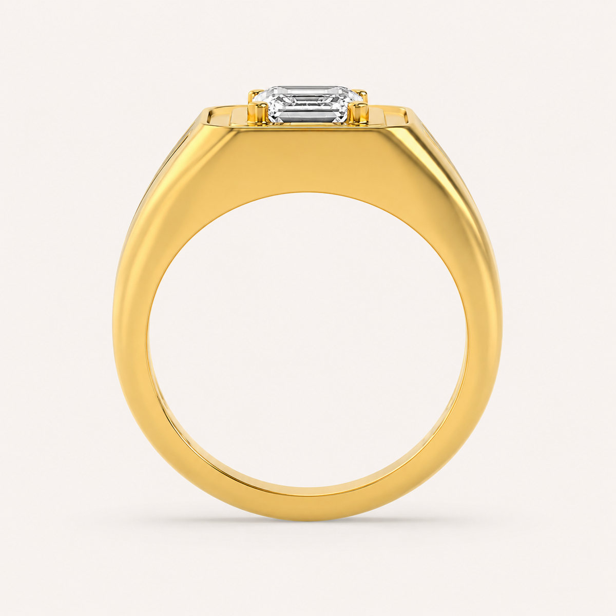2CT Emerald Cut Lab Grown Diamond Solitaire Men's Ring