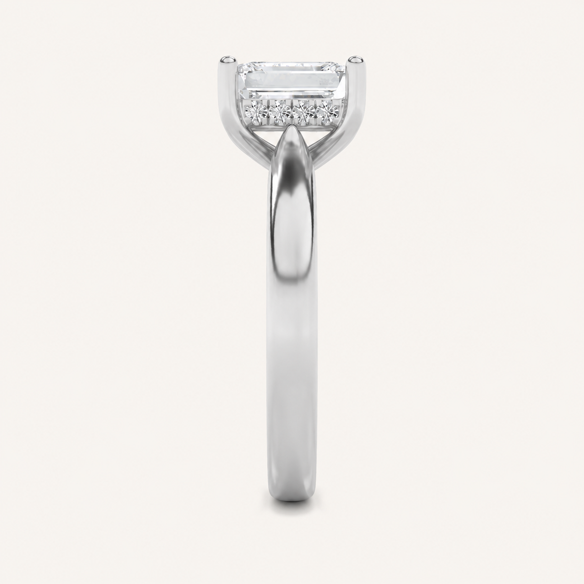 3.00 CT Emerald Cut Lab Grown Diamond Hidden Halo Ring