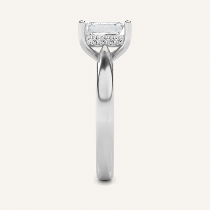 3.00 CT Emerald Cut Lab Grown Diamond Hidden Halo Ring