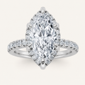 2CT Marquise Cut Lab Grown Diamond Halo Side Stone Ring