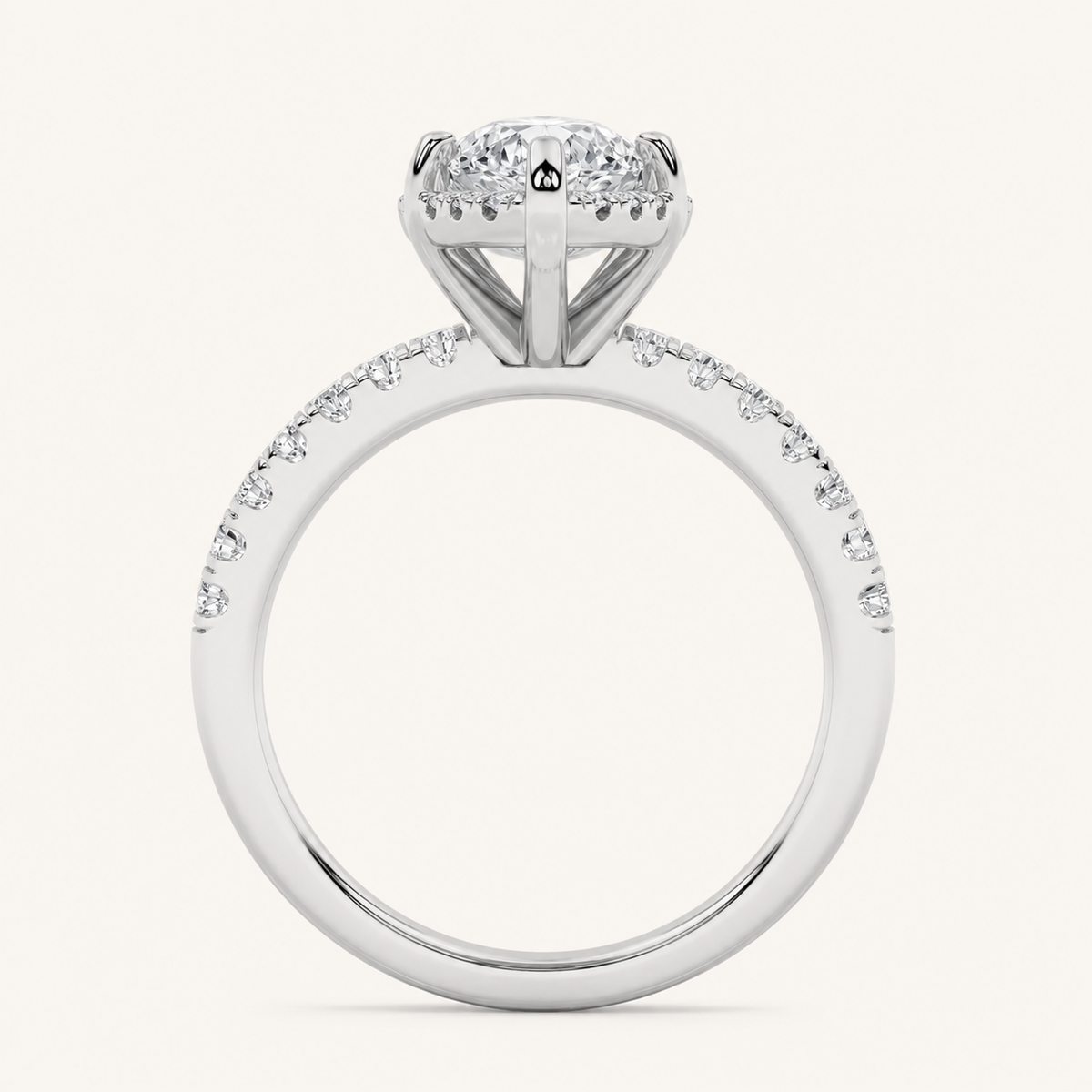 2CT Marquise Cut Lab Grown Diamond Halo Side Stone Ring