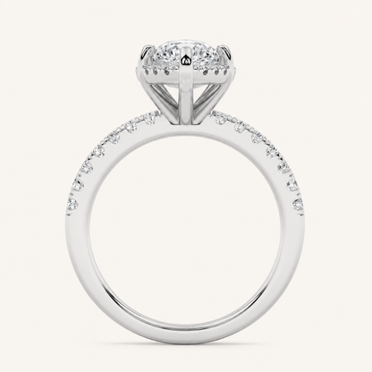 2CT Marquise Cut Lab Grown Diamond Halo Side Stone Ring