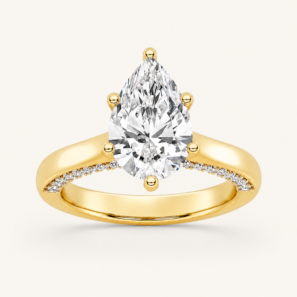 2.00 CT Pear Cut Lab Grown Diamond Side Stone Ring