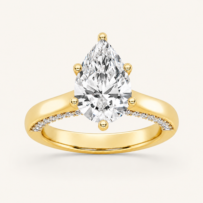 2.00 CT Pear Cut Lab Grown Diamond Side Stone Ring