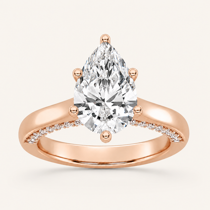 2.00 CT Pear Cut Lab Grown Diamond Side Stone Ring