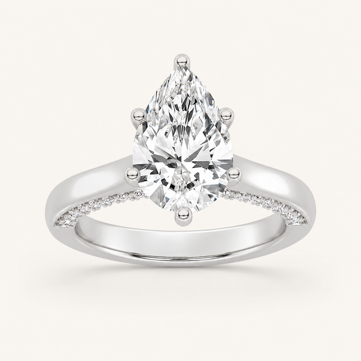 2.00 CT Pear Cut Lab Grown Diamond Side Stone Ring