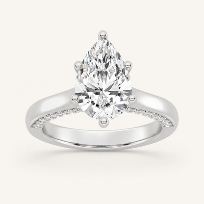 2.00 CT Pear Cut Lab Grown Diamond Side Stone Ring