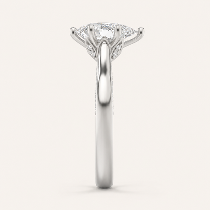 2.00 CT Pear Cut Lab Grown Diamond Side Stone Ring