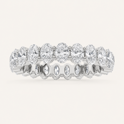2.5CT Oval Shaped Lab Grown Diamond Split Prong Eternity Ring in 14K Gold (F/VS)