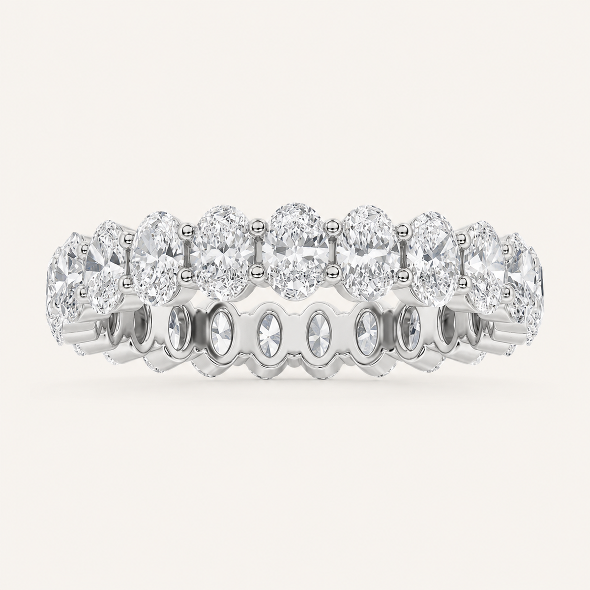 2.5CT Oval Cut Lab Grown Diamond Split Prong Eternity Ring