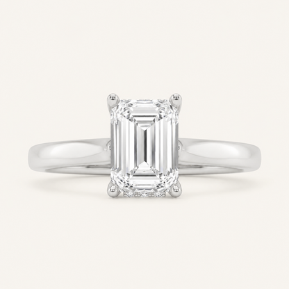 1.00 CT Emerald Cut Lab Grown Diamond Hidden Halo Ring