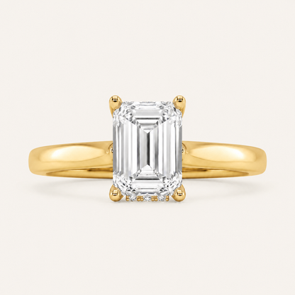 1.00 CT Emerald Cut Lab Grown Diamond Hidden Halo Ring