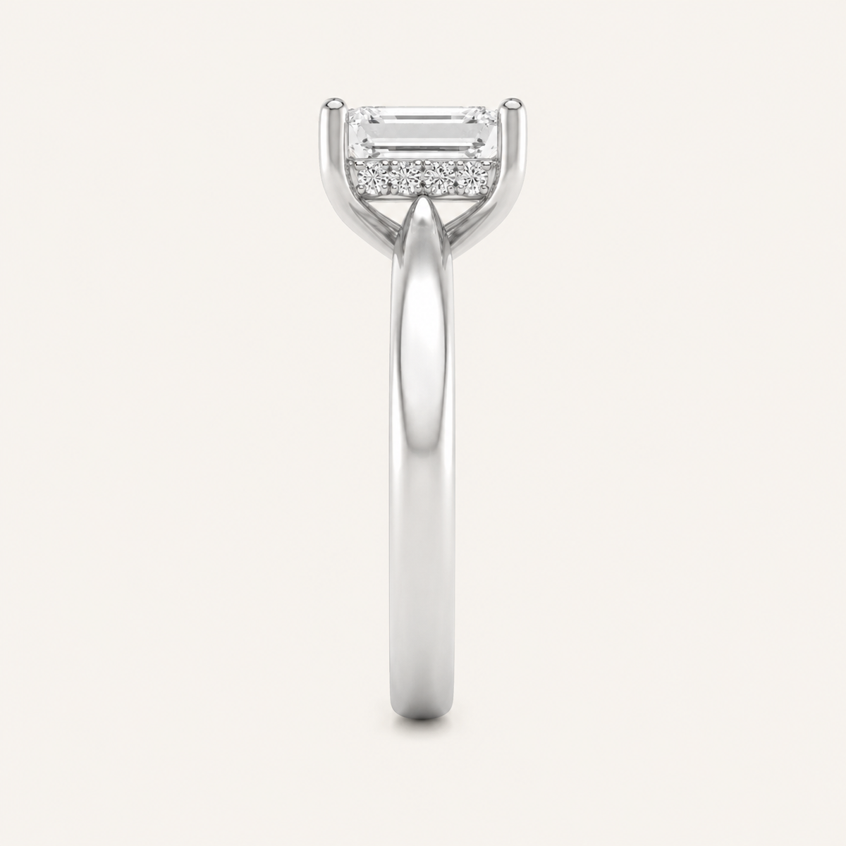 2.00 CT Emerald Cut Lab Grown Diamond Hidden Halo Ring