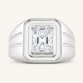 2CT Emerald Cut Lab Grown Diamond Solitaire Men's Ring