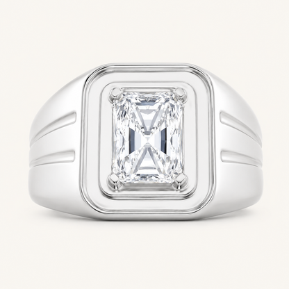 2CT Emerald Cut Lab Grown Diamond Solitaire Men's Ring