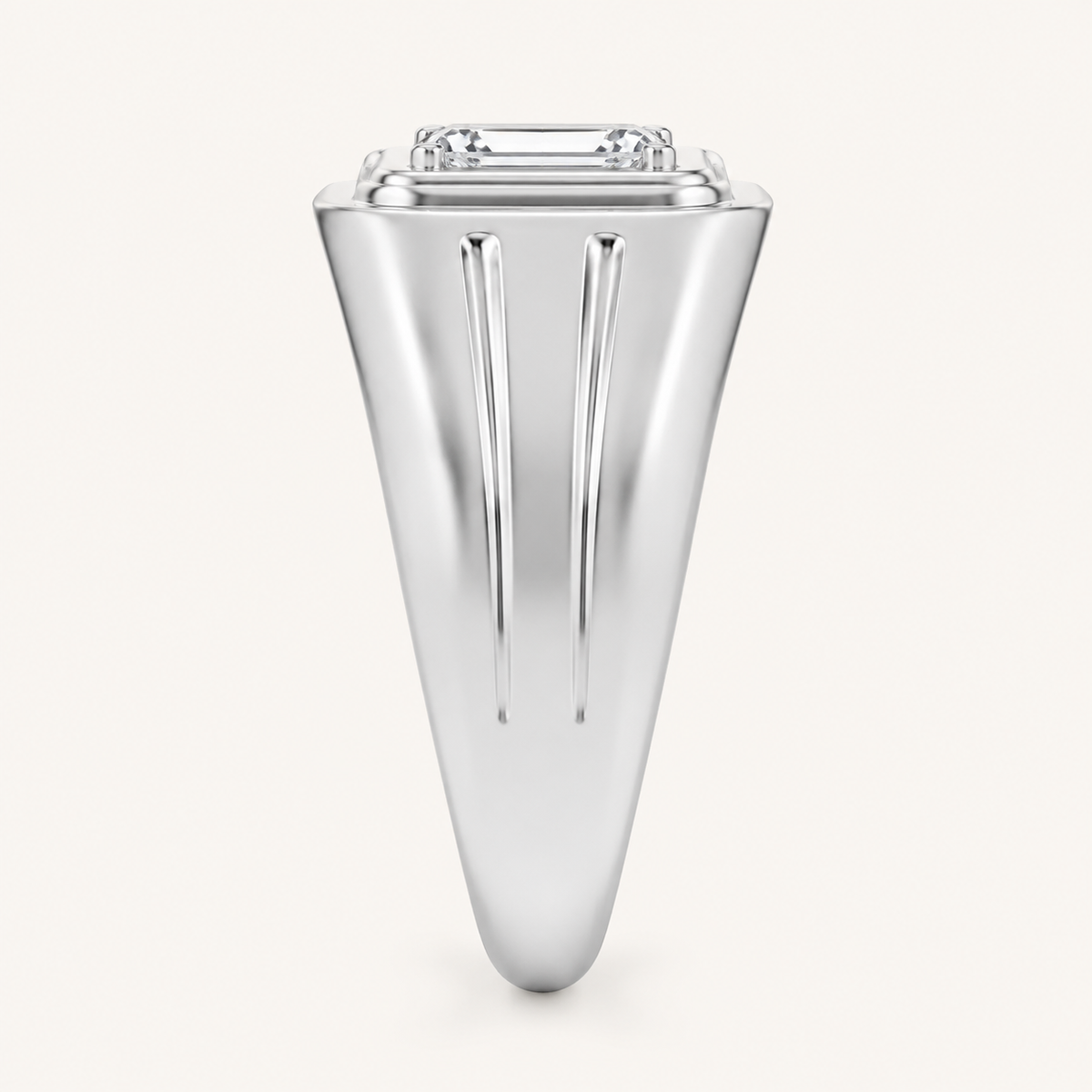 2CT Emerald Cut Lab Grown Diamond Solitaire Men's Ring