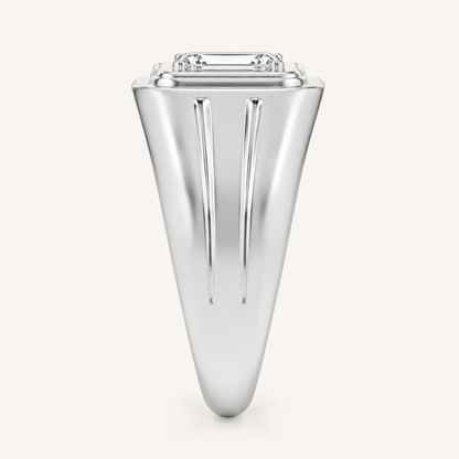2CT Emerald Cut Lab Grown Diamond Solitaire Men's Ring